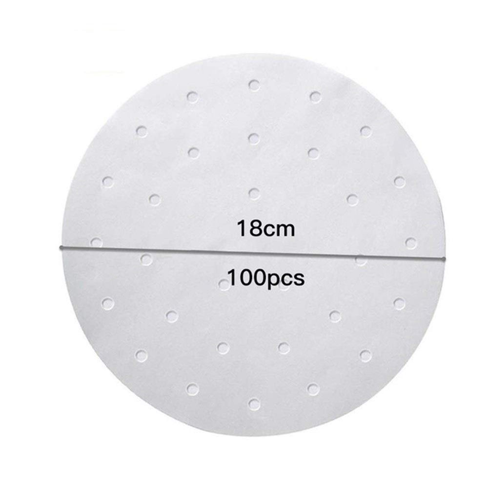 100Pcs 7/8 Inch Air Fryer Steamer Liners Premium Perforated Wood Pulp Papers Non-Stick Steaming Basket Mat Baking Cooking Tools DUOER (Color : 7 inch)