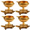 8 X Handmade Brass Kuber Diya with Turtle Base Engraved Design Diyas Pooja Gold I Religious Diya view 1