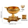 8 X Handmade Brass Kuber Diya with Turtle Base Engraved Design Diyas Pooja Gold I Religious Diya view 3