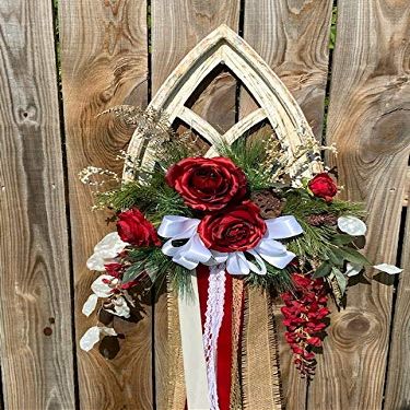 Holiday Wreath Crimson Rose Window Frame