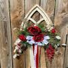 Holiday Wreath Crimson Rose Window Frame view 1