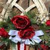 Holiday Wreath Crimson Rose Window Frame view 4
