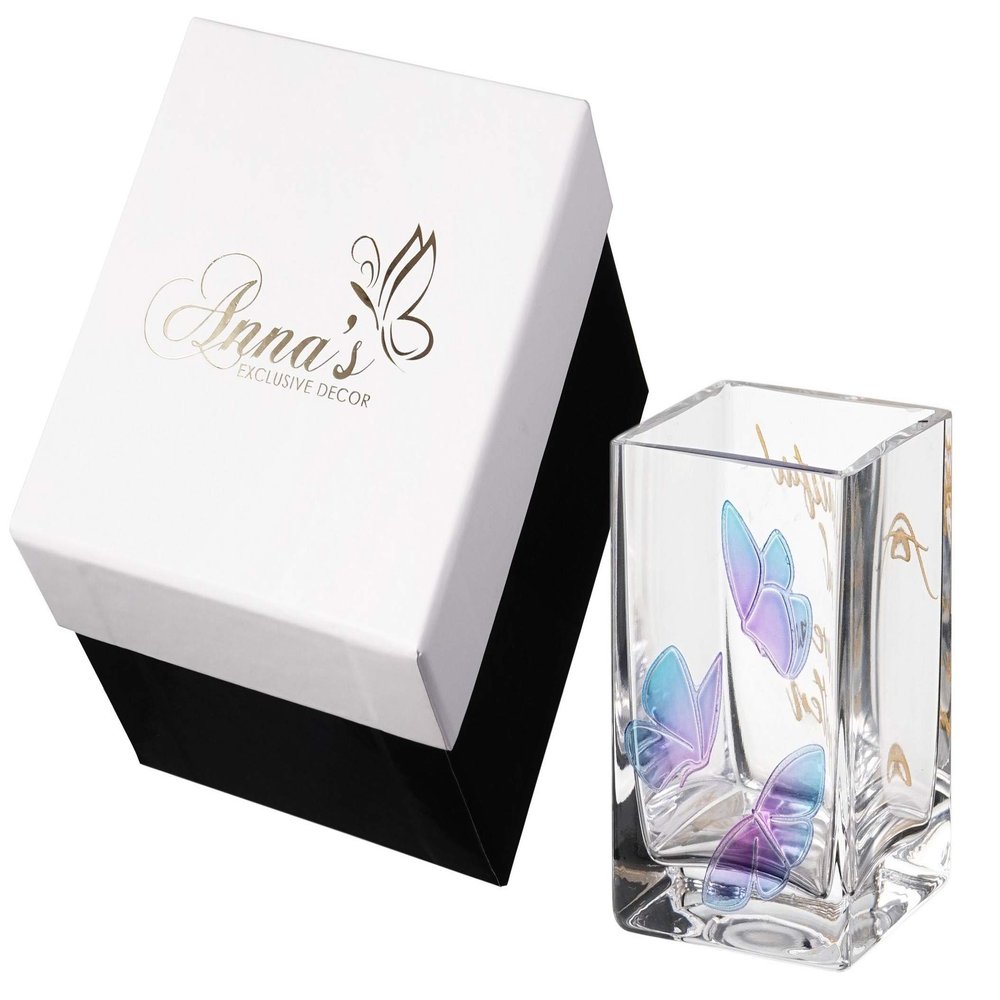 Bereavement Gift - Glass Tea Light Holder Hand Painted Butterflies for Funeral - Handmade Remembrance Gift - Satin Lined Gift Box - Pink Purple Gold 3.2 in (8 cm)