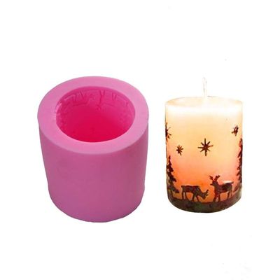 Cylinder Christmas Candle Silicone Molds Star Tree Deer DIY Cake Decorating Supplies Bakeware Baking Tools Handmade Soap Plaster Mold Fondant Mousse Chocolate Biscuit Sugar Craft Mould
