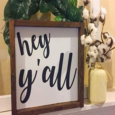 Waterproof Mascara Hey Y'all | Farmhouse Style| Southern | Collage |, 12 x 12 Inch Y
