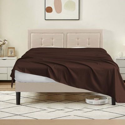 Tula Linen 1 Piece Luxury Hotel Quality Flat Sheet/Top Sheet Queen Size 100% Egyptian Cotton 700 Thread Count Solid Pattern Premium Quality Color Choclate