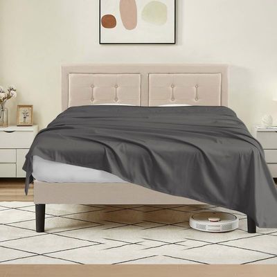 Tula Linen 1 Piece Luxury Hotel Quality Flat Sheet/Top Sheet Queen Size 100% Egyptian Cotton 700 Thread Count Solid Pattern Premium Quality Color Grey