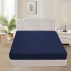 Tula Linen 1 Piece Luxury Hotel Quality Fully Elastic Fitted Sheet/Bottom Sheet Queen Size Fits 14-15" Deep Pocket 100% Egyptian Cotton 700 Thread Count Solid Pattern Premium Quality Color Navy Blue view 1