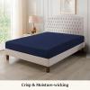 Tula Linen 1 Piece Luxury Hotel Quality Fully Elastic Fitted Sheet/Bottom Sheet Queen Size Fits 14-15" Deep Pocket 100% Egyptian Cotton 700 Thread Count Solid Pattern Premium Quality Color Navy Blue view 2