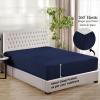 Tula Linen 1 Piece Luxury Hotel Quality Fully Elastic Fitted Sheet/Bottom Sheet Queen Size Fits 14-15" Deep Pocket 100% Egyptian Cotton 700 Thread Count Solid Pattern Premium Quality Color Navy Blue view 3