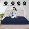 Tula Linen 1 Piece Luxury Hotel Quality Fully Elastic Fitted Sheet/Bottom Sheet Queen Size Fits 14-15" Deep Pocket 100% Egyptian Cotton 700 Thread Count Solid Pattern Premium Quality Color Navy Blue view 4