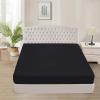 Tula Linen 1 Piece Luxury Hotel Quality Fully Elastic Fitted Sheet/Bottom Sheet Queen Size Fits 14-15" Deep Pocket 100% Egyptian Cotton 700 Thread Count Solid Pattern Premium Quality Color Black view 1