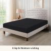Tula Linen 1 Piece Luxury Hotel Quality Fully Elastic Fitted Sheet/Bottom Sheet Queen Size Fits 14-15" Deep Pocket 100% Egyptian Cotton 700 Thread Count Solid Pattern Premium Quality Color Black view 2