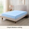 Tula Linen 1 Piece Luxury Hotel Quality Fully Elastic Fitted Sheet/Bottom Sheet Queen Size Fits 14-15" Deep Pocket 100% Egyptian Cotton 700 Thread Count Solid Pattern Premium Quality Color Light Blue view 2