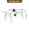 39.4'' Rectangle Glass Coffee Table, White Coffee Table with Tempered Glass & Metal Legs, 2-Tier Modern Center Table with Storage Shelf, Clear Glass Coffee Tables for Living Room, Apartment, Office view 3