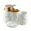 3 Piece Painted Ceramics Creative Bathroom Accessories Set Durable Includes Lotion Dispenser Toothbrush Holder Soap Dish Ideas Home Gift for Ware Home Decor (Matte whitefour piece) view 3
