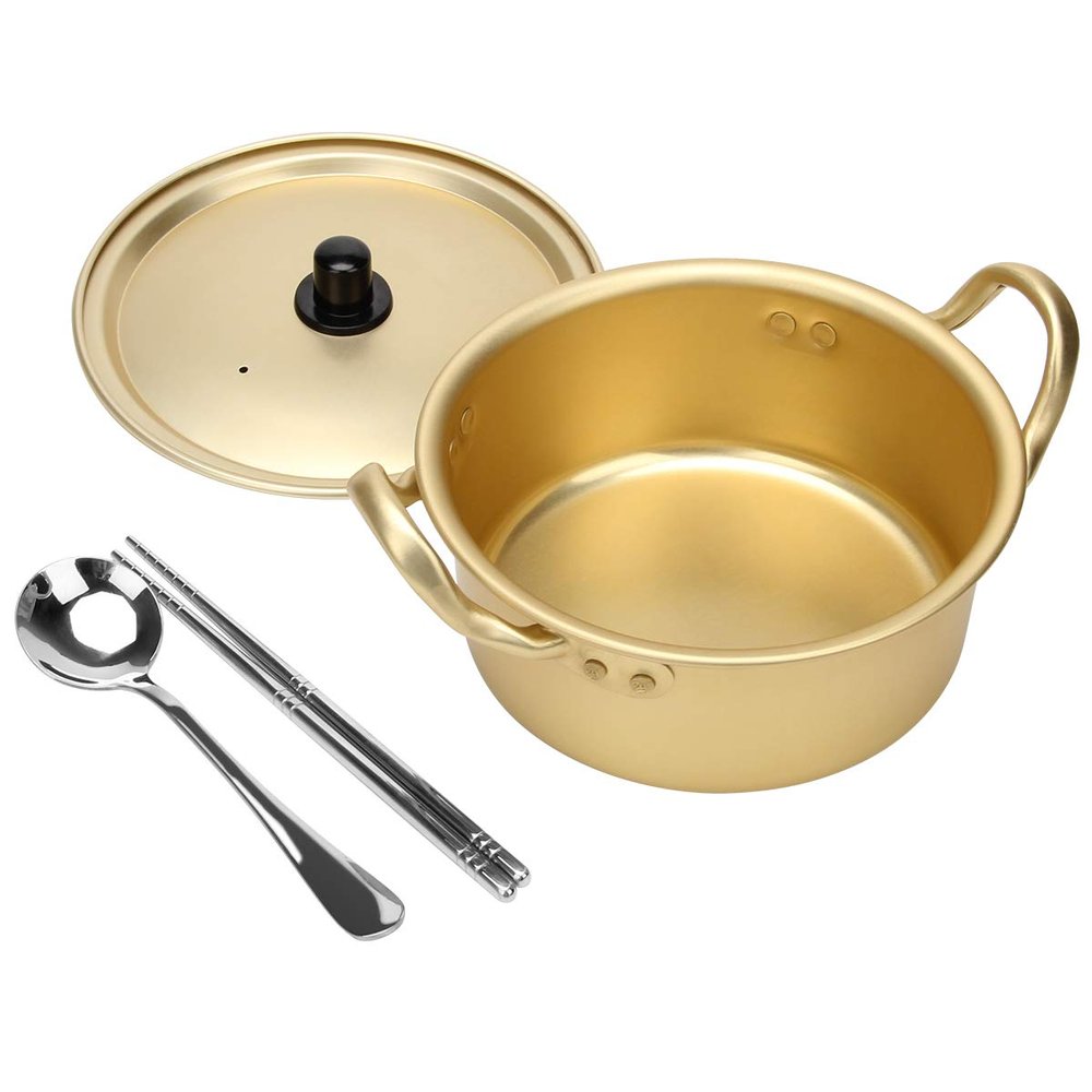 AHIER Korean Ramen Cooking Pot Set Noodle Pot with Lid, 6.3in