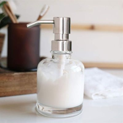 Xuulan Large countertop soap Dispenser, Premium Clear Glass Soap Dispenser, Stainless Steel Pump, Hand Pump Bottle, (Color : Clear, Size : 300ml)