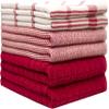 Premium Kitchen Towels (20x 28, 6 Pack) | Large Cotton Dish Towels | Flat & Terry Highly Absorbent Kitchen Linen Set with Hanging Loop | Red Check view 2
