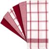 Premium Kitchen Towels (20x 28, 6 Pack) | Large Cotton Dish Towels | Flat & Terry Highly Absorbent Kitchen Linen Set with Hanging Loop | Red Check view 3