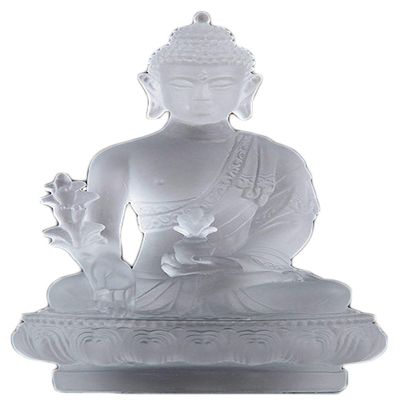 Colored Glaze Menla Medicine God Buddha Statue (White, 7.5" H x 4.7" L x 3.9" W)