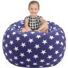 Aubliss Stuffed Animal Storage Bean Bag Chair Cover (No Beans)?Stuff and Sit Storage Bean Bag for Kids Toy Storage, X-Large 48"-Canvas Stars Royal Blue view 1