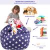 Aubliss Stuffed Animal Storage Bean Bag Chair Cover (No Beans)?Stuff and Sit Storage Bean Bag for Kids Toy Storage, X-Large 48"-Canvas Stars Royal Blue view 3