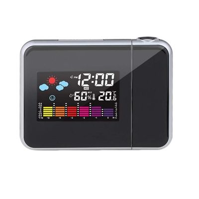 Alarm Clock Black Digital Projection Snooze Alarm Clock Colorful Led Display Backlight Silent Ticking Clock Weather Station Home Clocks Clock