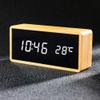 Alarm Clock Bamboo Led Alarm Clocks Temperature Humidity Multifunction Digital Wooden Snooze Clock Voice Control Living Room Decoration Clock view 1