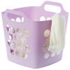 Flexible Plastic Carry Laundry Basket Holder Square Storage Hamper with Side Handles (Purple) view 1