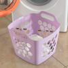 Flexible Plastic Carry Laundry Basket Holder Square Storage Hamper with Side Handles (Purple) view 2
