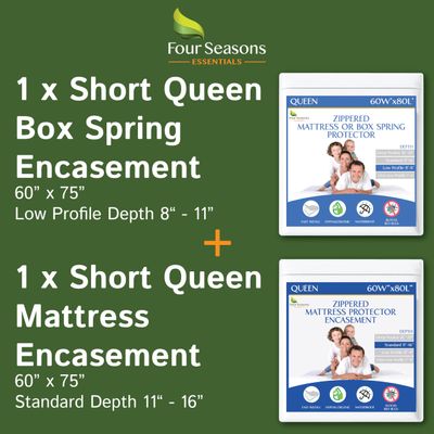 Bundle - 2 Items: RV Short Queen Zippered Mattress Protector(14") + RV Short Queen Zippered Mattress Protector (9")