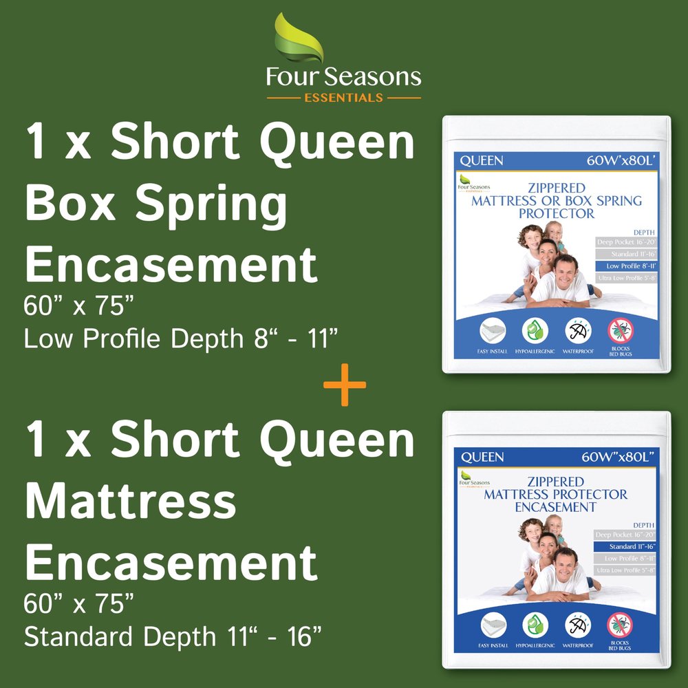 Bundle - 2 Items: RV Short Queen Zippered Mattress Protector(14") + RV Short Queen Zippered Mattress Protector (9")