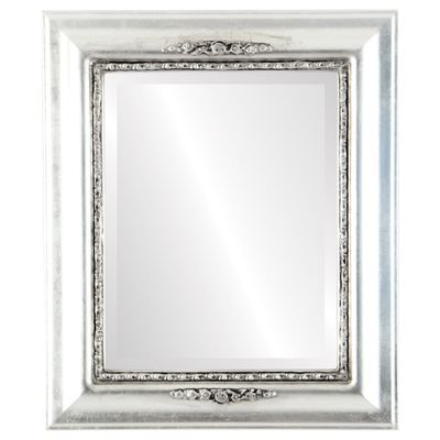 OVALCREST Rectangle Beveled Wall Mirror for Home Decor - Boston Style - Silver Leaf with Black Antique - 29x35 Outside Dimensions