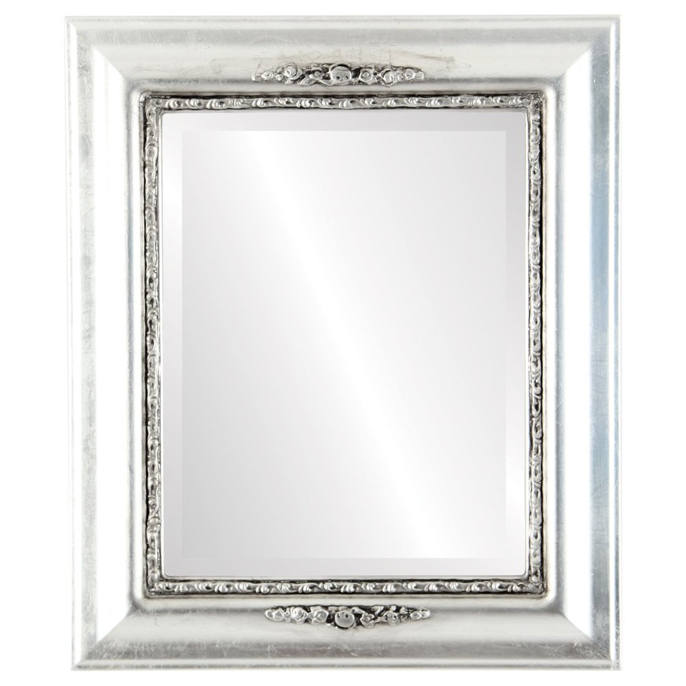 OVALCREST Rectangle Beveled Wall Mirror for Home Decor - Boston Style - Silver Leaf with Black Antique - 29x35 Outside Dimensions