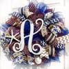 Artisan nautical, beach, coastal wreath with monogram letter A (most letters available), starfish & sand dollar for outdoor or indoor decorations. Wreath is very full, measures 18x18x6 view 4