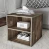 Stackable Cube End Table - Contemporary Minimalist Modular Accent Piece with 2 Shelves for Bedroom, Living Room, or Office by Lavish Home (Gray) view 1