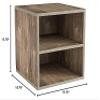 Stackable Cube End Table - Contemporary Minimalist Modular Accent Piece with 2 Shelves for Bedroom, Living Room, or Office by Lavish Home (Gray) view 2