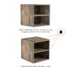 Stackable Cube End Table - Contemporary Minimalist Modular Accent Piece with 2 Shelves for Bedroom, Living Room, or Office by Lavish Home (Gray) view 3