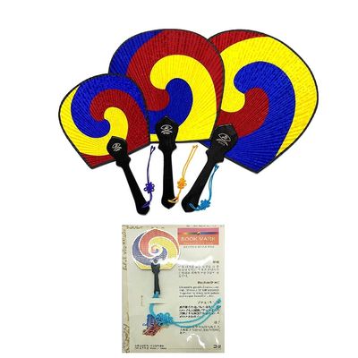 NDM Korean Traditional Fan Taegeuk Pattern Folk Fan   3 Korea Souvenir L M S Size Set + Book Mark Gift
