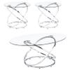 Coaster Home Furnishings - Warren - 3-Piece Coffee Table Set with Clear Glass Oval Tops, Metal Frame with Intertwined Ring Design - Living Room - Chrome - 722373 view 1