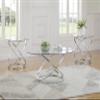 Coaster Home Furnishings - Warren - 3-Piece Coffee Table Set with Clear Glass Oval Tops, Metal Frame with Intertwined Ring Design - Living Room - Chrome - 722373 view 2