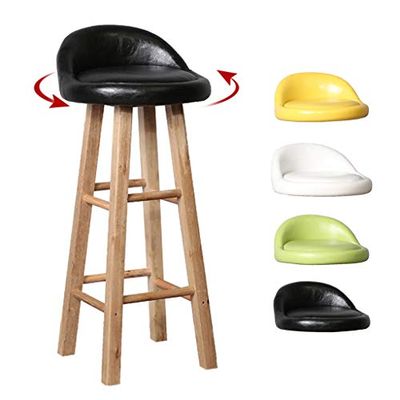 Bar Stools with Backs Solid Wooden Legs Comfortable Barstools Swivel Breakfast Kitchen Counter Chair/Seat Height 27.6" /4-Color Available