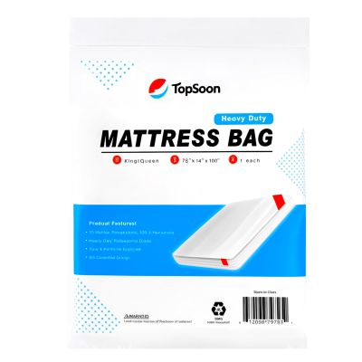 TopSoon Mattress Bag  Clear Plastic Mattress Disposal Bag  Moving & Storage Cover for Mattress or Box Spring  Heavy-Duty Mattress Moving Supplies (4mil, King/Queen 78" x 14" x 100")
