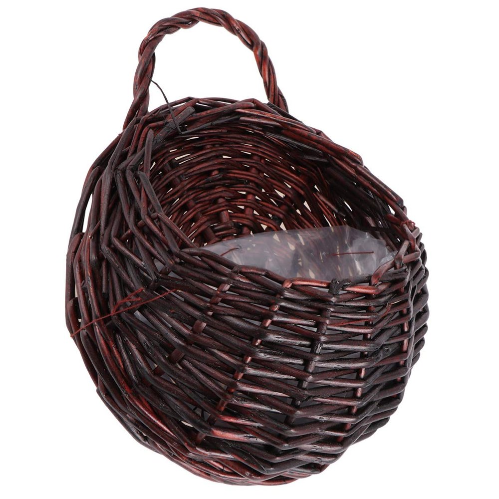 Handmade Woven Hanging Basket Natural Wicker Haning Storage Basket for Wedding Wall Decorations Coffee