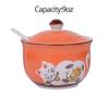 Ceramics Japanese Lucky Cat Sugar Bowl Salt Storage Jar with Lid And Spoon view 2