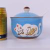 Ceramics Japanese Lucky Cat Sugar Bowl Salt Storage Jar with Lid And Spoon view 4