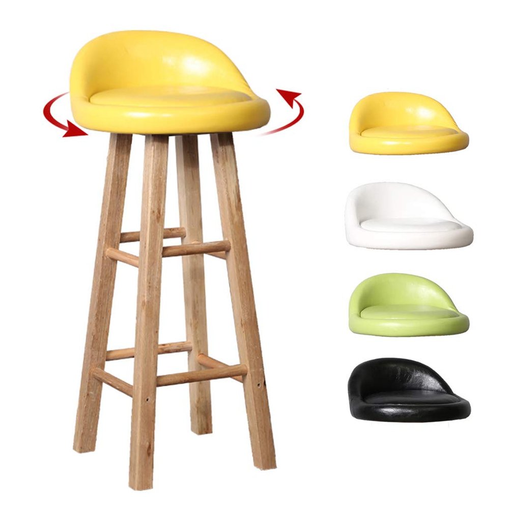 Bar Stools with Backs Solid Wooden Legs Comfortable Barstools Swivel Breakfast Kitchen Counter Chair/Seat Height 27.6" /4-Color Available