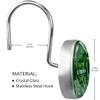 St. Patrick's Day Four Leaf Clover Shower Curtain Hooks Stainless Steel Decorative Shower Curtain Rings for Bathroom Rust Proof 12 Pack Crystal Glass view 3