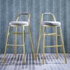 Home Bar Stool Set of 2 Bar Chair Leisure Bar Stools with Foot Rest Backrest On Metal Legs Soft Upholstered High Counter Dining Chair(Grey) view 2
